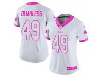 Women's Limited Andrew Quarless #49 Nike White Pink Jersey - NFL Detroit Lions Rush Fashion