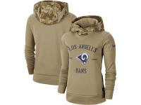 Women's Los Angeles Rams Nike Khaki 2019 Salute to Service Therma Pullover Hoodie