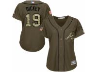 Women's Majestic Atlanta Braves #19 R.A. Dickey Authentic Green Salute to Service MLB Jersey
