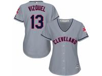 Women's Majestic Cleveland Indians #13 Omar Vizquel Grey Road Cool Base MLB Jersey