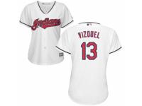Women's Majestic Cleveland Indians #13 Omar Vizquel White Home Cool Base MLB Jersey