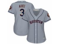 Women's Majestic Houston Astros #3 Norichika Aoki Authentic Grey Road Cool Base MLB Jersey