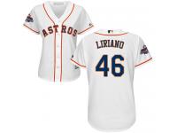 Women's Majestic Houston Astros #46 Francisco Liriano Authentic White Home 2017 World Series Champions Cool Base MLB Jersey