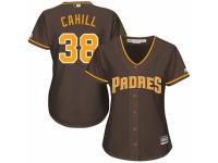 Women's Majestic San Diego Padres #38 Trevor Cahill Authentic Brown Alternate Cool Base MLB Jersey