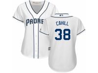 Women's Majestic San Diego Padres #38 Trevor Cahill Authentic White Home Cool Base MLB Jersey