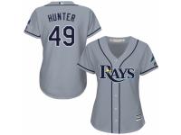 Women's Majestic Tampa Bay Rays #49 Tommy Hunter Authentic Grey Road Cool Base MLB Jersey