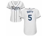 Women's Majestic Tampa Bay Rays #5 Matt Duffy Authentic White Home Cool Base MLB Jersey