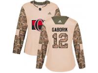 Women's Marian Gaborik Authentic Camo Adidas Jersey NHL Ottawa Senators #12 Veterans Day Practice