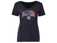 Women's Miami Dolphins Pro Line Navy Banner Wave Slim Fit V-Neck T-Shirt