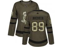 Women's Mikkel Boedker Authentic Green Adidas Jersey NHL Ottawa Senators #89 Salute to Service
