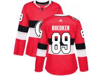 Women's Mikkel Boedker Authentic Red Adidas Jersey NHL Ottawa Senators #89 2017 100 Classic