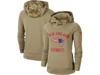 Women's New England Patriots Nike Khaki 2019 Salute to Service Therma Pullover Hoodie