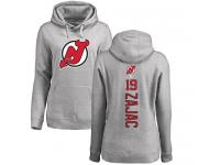 Women's New Jersey Devils #19 Travis Zajac Adidas Ash Backer Pullover Hoodie NHL Jersey