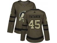Women's New Jersey Devils #45 Sami Vatanen Adidas Green Authentic Salute To Service NHL Jersey