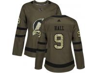 Women's New Jersey Devils #9 Taylor Hall Adidas Green Authentic Salute To Service NHL Jersey