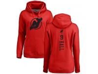 Women's New Jersey Devils #9 Taylor Hall Adidas Red One Color Backer Pullover Hoodie NHL Jersey