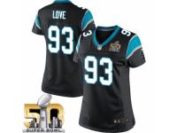 Women's Nike Carolina Panthers #93 Kyle Love Elite Black Team Color Super Bowl L NFL Jersey