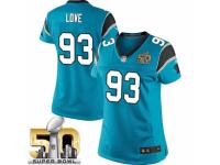 Women's Nike Carolina Panthers #93 Kyle Love Elite Blue Alternate Super Bowl L NFL Jersey