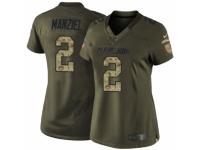 Women's Nike Cleveland Browns #2 Johnny Manziel Limited Green Salute to Service NFL Jersey