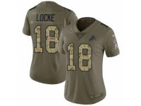 Women's Nike Detroit Lions #18 Jeff Locke Limited Olive/Camo Salute to Service NFL Jersey