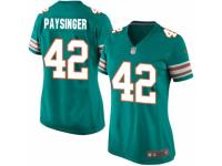 Women's Nike Miami Dolphins #42 Spencer Paysinger Game Aqua Green Alternate NFL Jersey