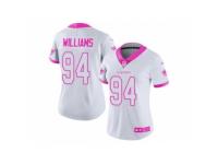 Women's Nike Miami Dolphins #94 Mario Williams White Pink Stitched NFL Limited Rush Fashion Jersey