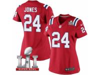 Women's Nike New England Patriots #24 Cyrus Jones Elite Red Alternate Super Bowl LI 51 NFL Jersey