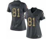 Women's Nike New England Patriots #81 Clay Harbor Limited Black 2016 Salute to Service NFL Jersey