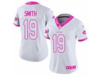 Women's Nike New York Jets #19 Devin Smith Limited White Pink Rush Fashion NFL Jersey