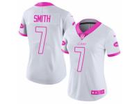 Women's Nike New York Jets #7 Geno Smith Limited White Pink Rush Fashion NFL Jersey