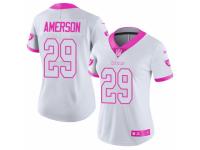 Women's Nike Oakland Raiders #29 David Amerson Limited White Pink Rush Fashion NFL Jersey