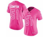 Women's Nike Washington Redskins #51 Will Compton Limited Pink Rush Fashion NFL Jersey