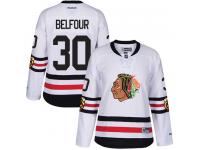 Women's Reebok NHL Chicago Blackhawks #30 ED Belfour Authentic Jersey White 2017 Winter Classic Reebok