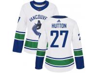 Women's Reebok Vancouver Canucks #27 Ben Hutton White Away Authentic NHL Jersey