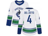 Women's Reebok Vancouver Canucks #4 Michael Del Zotto White Away Authentic NHL Jersey
