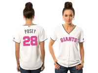 Women's San Francisco Giants Buster Posey Majestic White Fashion 2016 Mother's Day Cool Base Replica Jersey