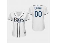 Women's Tampa Bay Rays #00 White Custom Majestic Home 2019 Cool Base Jersey