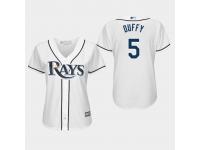 Women's Tampa Bay Rays #5 White Matt Duffy Majestic Home 2019 Cool Base Jersey