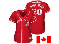 Women's Toronto Blue Jays Josh Donaldson #20 Majestic Red 2016 Canada Day Cool Base Jersey