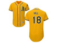 Yellow Rich Hill Men #18 Majestic MLB Oakland Athletics Flexbase Collection Jersey