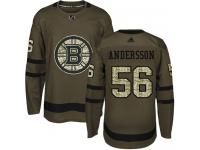 Youth Adidas Axel Andersson Authentic Green NHL Jersey Boston Bruins #56 Salute to Service