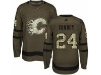 Youth Adidas Calgary Flames #24 Craig Conroy Green Salute to Service NHL Jersey