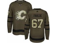 Youth Adidas Calgary Flames #67 Michael Frolik Green Salute to Service NHL Jersey