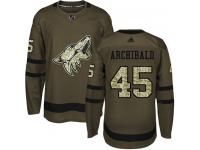 Youth Adidas Josh Archibald Authentic Green NHL Jersey Arizona Coyotes #45 Salute to Service