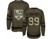 Youth Adidas Los Angeles Kings #99 Wayne Gretzky Green Salute to Service NHL Jersey