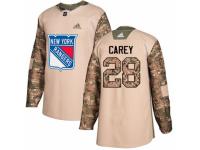 Youth Adidas New York Rangers #28 Paul Carey Camo Veterans Day Practice NHL Jersey
