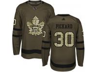 Youth Adidas NHL Toronto Maple Leafs #30 Calvin Pickard Authentic Jersey Green Salute to Service Adidas