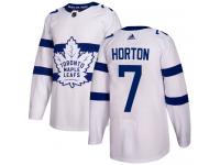 Youth Adidas NHL Toronto Maple Leafs #7 Tim Horton Authentic Jersey White 2018 Stadium Series Adidas