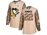 Youth Adidas Pittsburgh Penguins #22 Matt Hunwick Camo Veterans Day Practice NHL Jersey