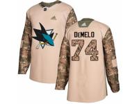 Youth Adidas San Jose Sharks #74 Dylan DeMelo Camo Veterans Day Practice NHL Jersey